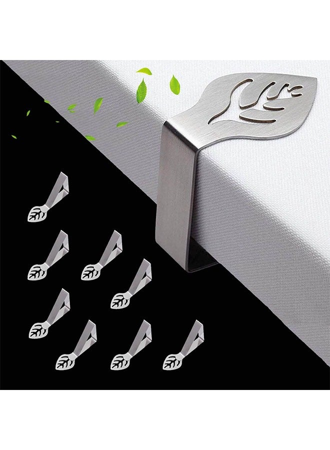 Table Cloth Clips for Outside Inside Table 8 Pcs, Leaf Design Dining Tablecloth Clips, Stainless Steel Tablecloth Clips Table Cover Clamps for Picnic Camping Outdoor Party Wedding - Image 1