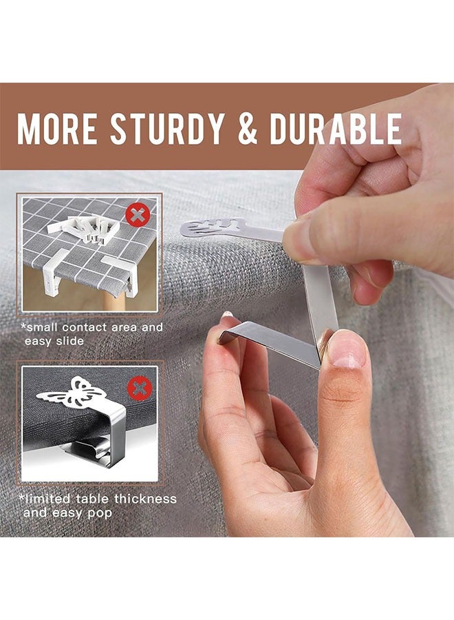 Table Cloth Clips for Outside Inside Table 8 Pcs, Leaf Design Dining Tablecloth Clips, Stainless Steel Tablecloth Clips Table Cover Clamps for Picnic Camping Outdoor Party Wedding - Image 3