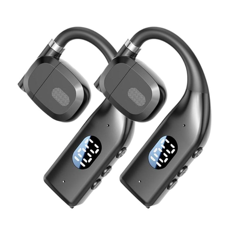 Rotating left and right ears, digital display, large battery capacity Bluetooth earphones with ear hooks - Image 1