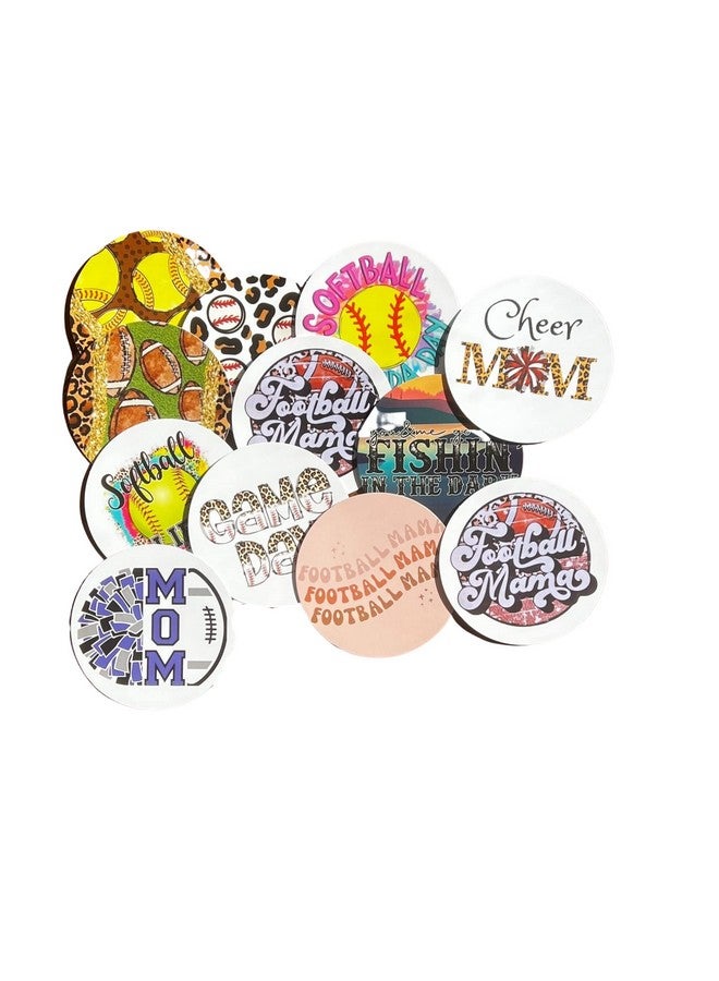 Lashicorn Freshie Sports Cardstock Cutouts Rounds 3” Inch For Freshies Random Mix ; 12 Pk ; For Scented Aroma Beads Bake With Mold For Car Freshie Designs Softball Baseball Football Pom And Cheer Fishing - Image 1