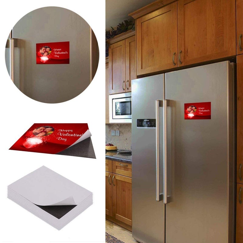 CORNERIA 10Pack 8X10 Inch 20Mil Flexible Sticky Magnetic Sheets Adhesive Magnet Sheet Stickers For Artworks,Dies,Stamps, Fridge Photo -Easy Cut to Any Size, Peel,Stick - Image 4