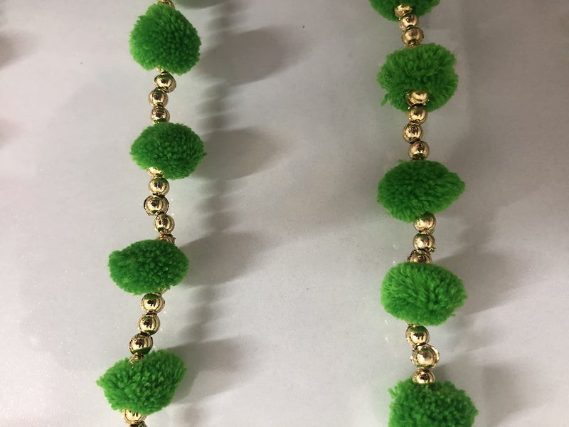 Aahum Handmade Wall Door Hangings 3 Ft.Strings Green Pom Pom Torans Garland Bandhwar Golden Bells Temple,Ganesha Decoration Home Décor Diwali,Festival,Navratri,Wedding,Party(3 FT 10 Strings) - Image 5