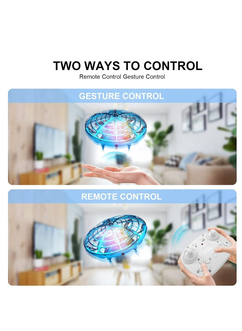 SQN-007 Mini Drone for Kid Remote Control and Hand Sensor RC Quadcopter Infrared Induction Flying Ball UFO Helicopter with 3 Speed 360° Rotating Toy