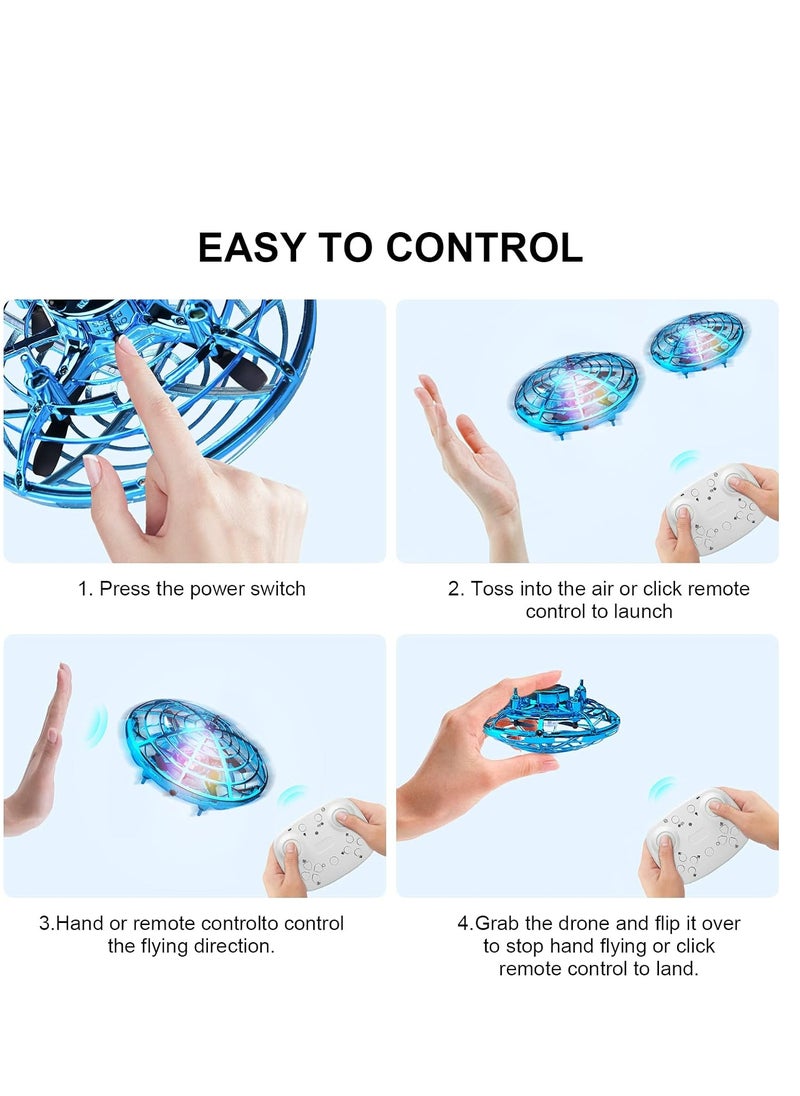 SQN-007 Mini Drone for Kid Remote Control and Hand Sensor RC Quadcopter Infrared Induction Flying Ball UFO Helicopter with 3 Speed 360° Rotating Toy