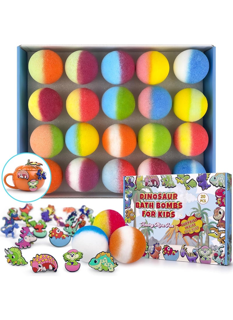 DOVIPE DOVIPE 20PCS Bath Bombs for Kids with Dinosaur Suction Toys Inside Natural Organic Surprise Bath Bombs for Girls and Boys at Birthday Christmas Colorful Bubble Bath Fizzy Bombs for Toddlers 
