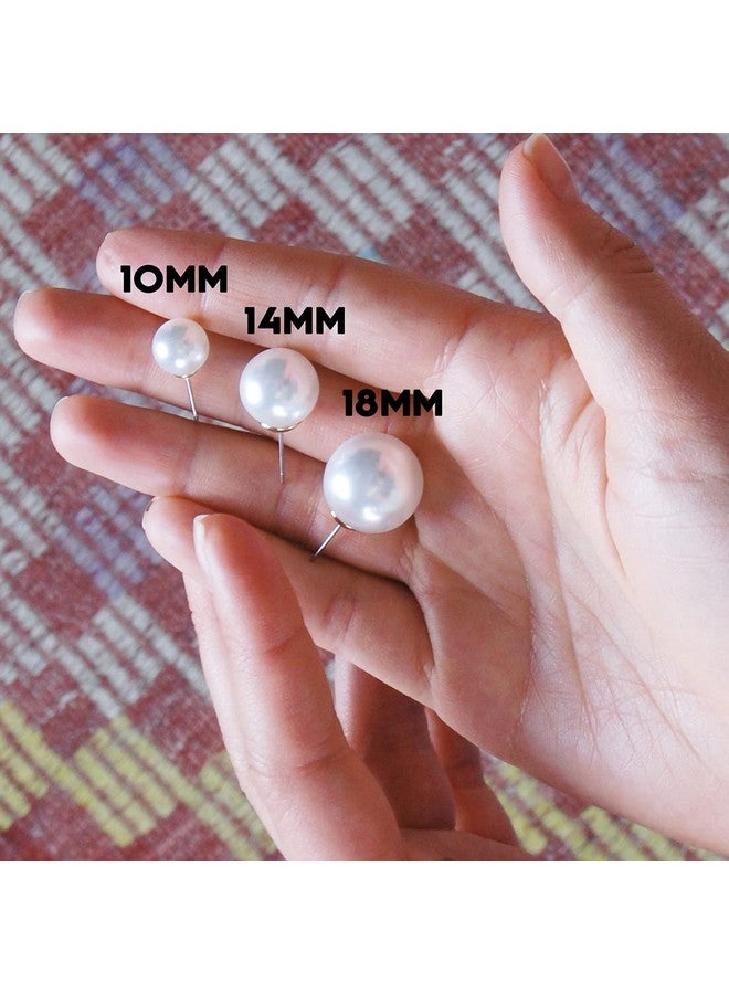 Humble Chic NY Large Pearl Earrings for Women Studs - Big Faux White Pearl Stud Earrings for Women, Oversized 14mm Fake Statement Fashion Jewelry for Brides, Bridesmaids or Prom, Hypoallergenic - Image 4