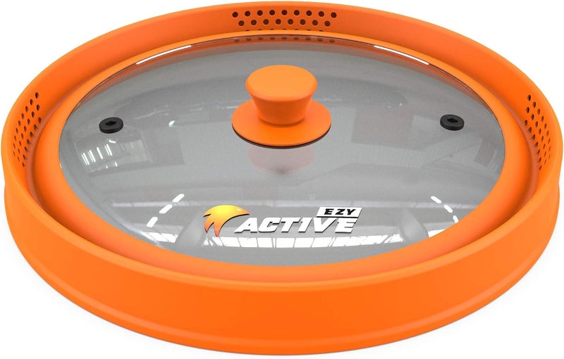 EZY ACTIVE Collapsible Microwave Cover for Food - Silicone and Glass Splatter Guard Lid for 6-12 inch Plates & Bowls, Dishwasher Safe, Heat Resistant, BPA-Free, Orange - Image 4