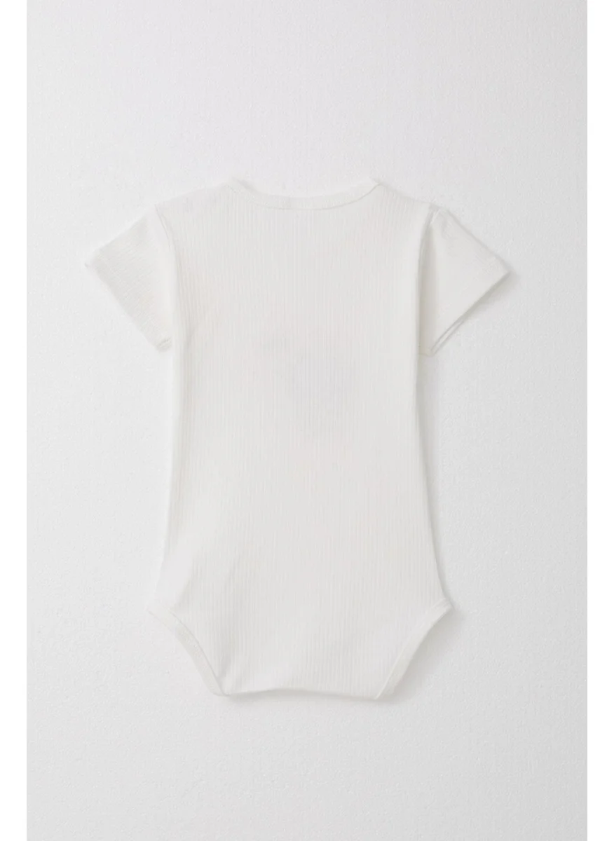 Breeze Baby Girl Snap Bodysuit Happy Bunny Printed Floral 9 Months-3 Years, White