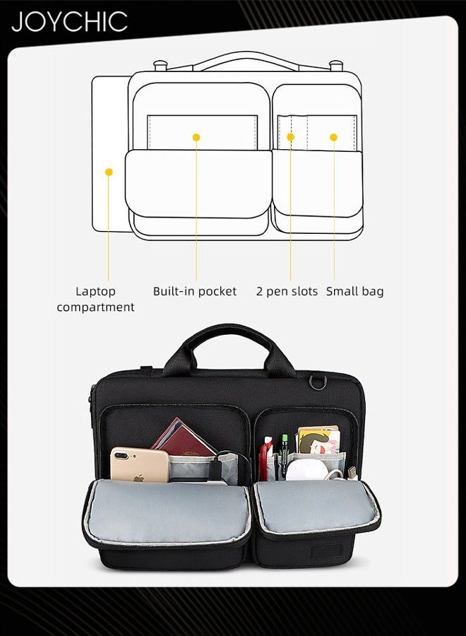 Joychic حقيبة كتف واقية بزاوية 360° لحاسوب لوحي بسعة كبيرة مع جيب أمامي حقيبة مقاومة للماء لحاسوب محمول عمودي تناسب 13.3 بوصة للرجال والنساء للعمل والمدرسة والسفر باللون الأسود - Image 4