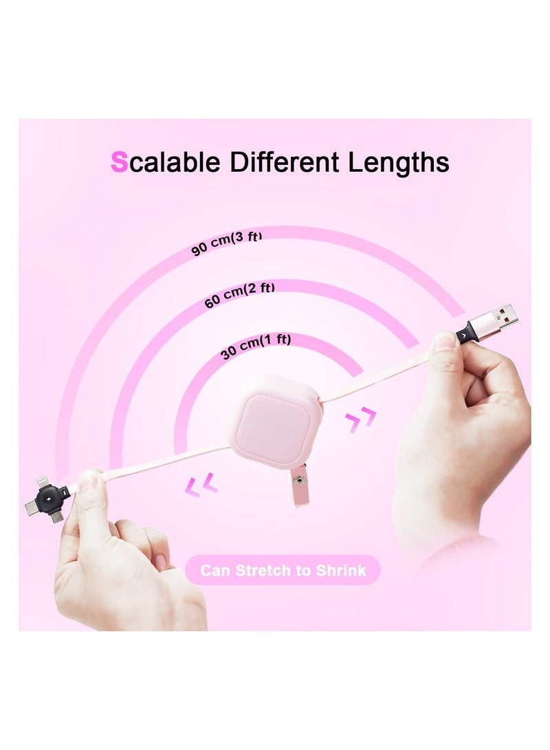 KASTWAVE 3 in 1 Retractable Charging Cable, Multi Fast Charger Cable for IP, Type C, Micro USB Port Connectors, Cellphone, Tablets Devices, 100cm - Image 3
