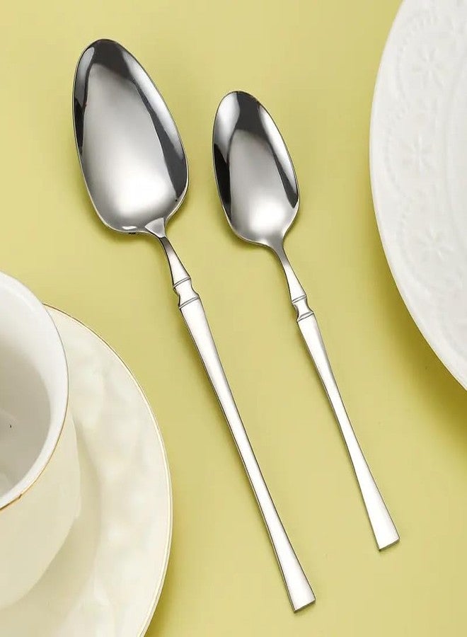 KitchEase Premium Cutlery Set (4-Piece) - Stainless Steel 2 Dinner Spoons & 2 Forks with Sleek Long Handle | Modern Flatware for Dining, Hosting & Gifting (Silver) - Image 5