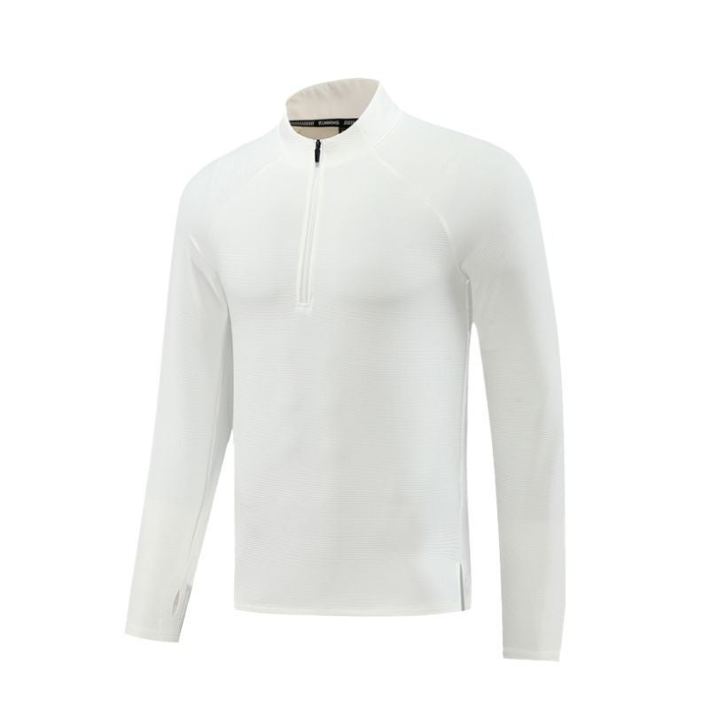 Generic Mens Half-Zip Quick-Dry Fitness Running Sweatshirt White