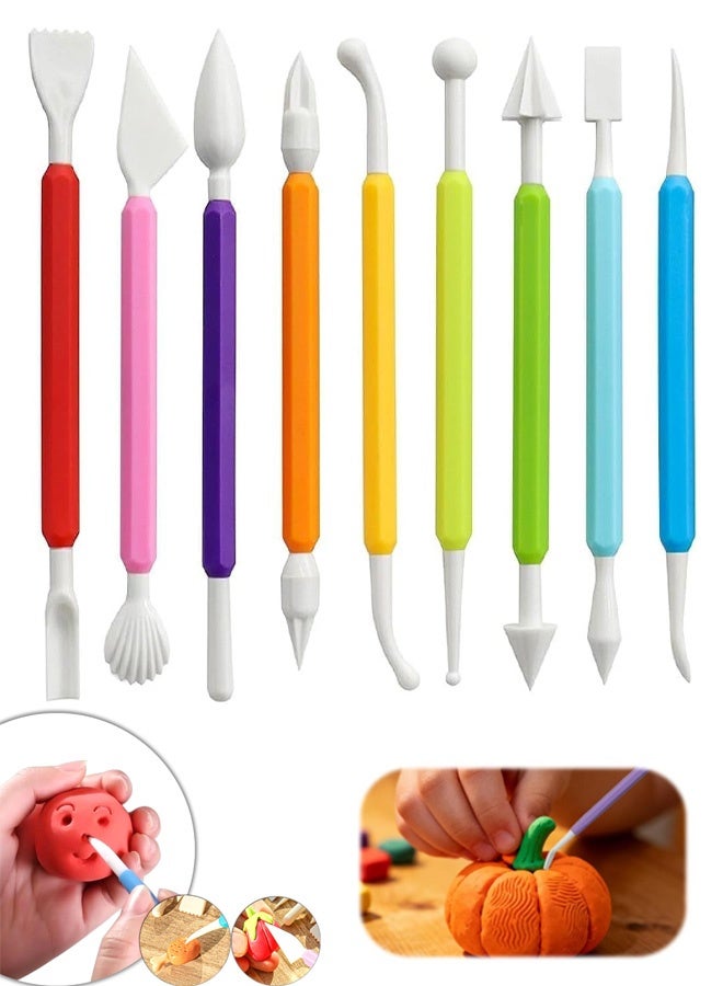 9PCS Clay Tools for Kids Air Dry Clay Tool Kit Plastic Clay Sculpting Tools Set for DIY Pottery, Modeling Sculpey Polymer Clay Safe Easy Grip for Beginners Craft Lovers - Image 1