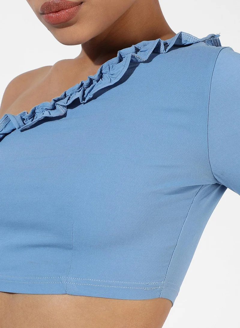 PINACOLADA Women's Sky Blue Ruffle-Lined Co-Ord Set