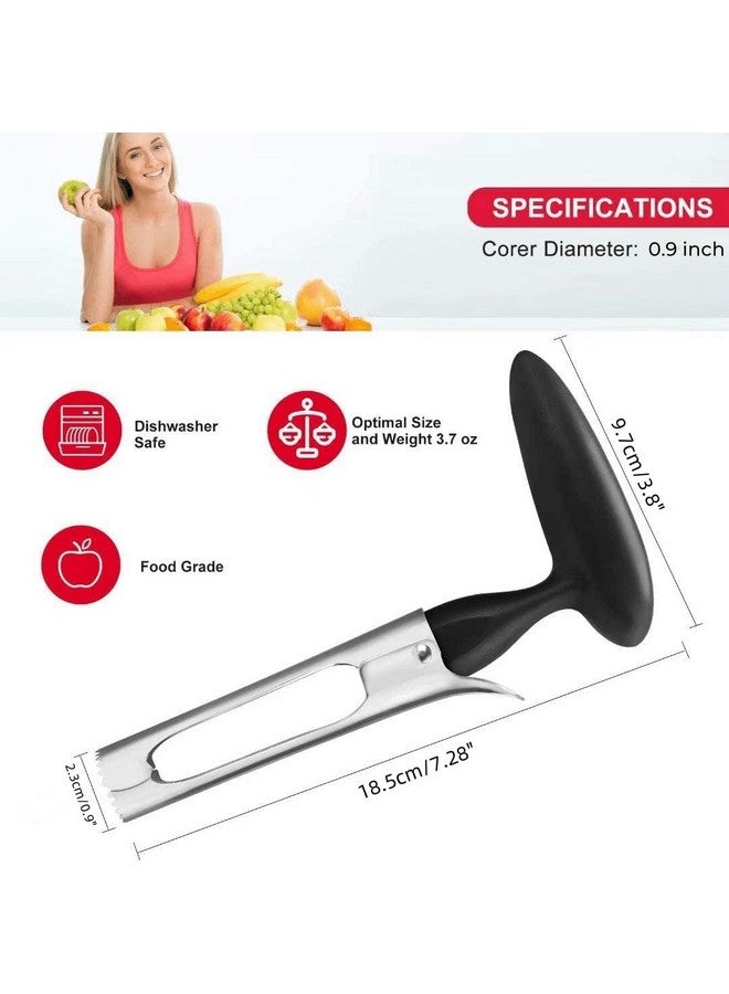 Xfopz أداة نزع قلب التفاح من Xfopz للمطبخ - حادة للغاية، مصنوعة من الفولاذ المقاوم للصدأ، شفرات مسننة لسهولة نزع القلب - سهلة الاستخدام والتنظيف، أداة نزع قلب التفاح المتينة لخبز التفاح (أسود) - Image 2