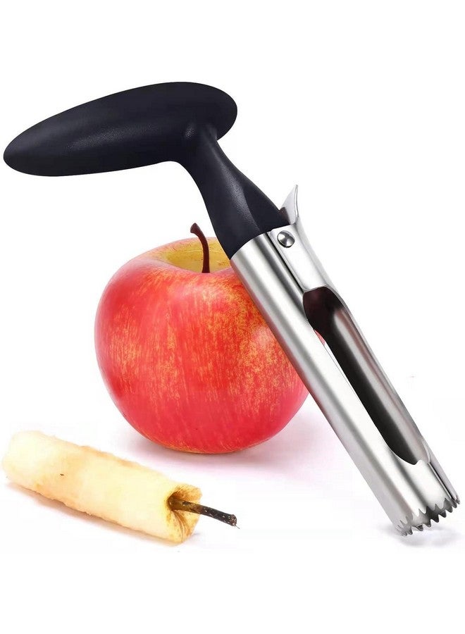 Xfopz أداة نزع قلب التفاح من Xfopz للمطبخ - حادة للغاية، مصنوعة من الفولاذ المقاوم للصدأ، شفرات مسننة لسهولة نزع القلب - سهلة الاستخدام والتنظيف، أداة نزع قلب التفاح المتينة لخبز التفاح (أسود) - Image 1