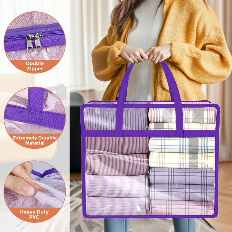 Budding Joy 6 Pack Clear Zippered Storage Bags for Clothes,40L Closet Organizers and Storage Containers Vinyl Moving Bag for Bedding, Linen, Blankets, Comforters, Clothing & Toys - Image 2