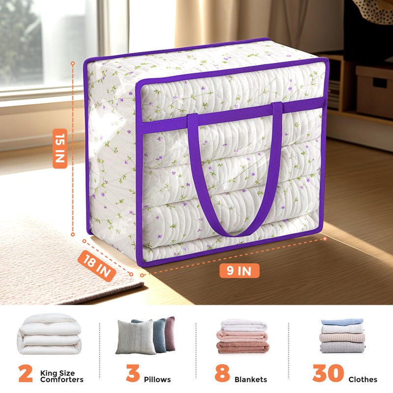 Budding Joy 6 Pack Clear Zippered Storage Bags for Clothes,40L Closet Organizers and Storage Containers Vinyl Moving Bag for Bedding, Linen, Blankets, Comforters, Clothing & Toys - Image 3