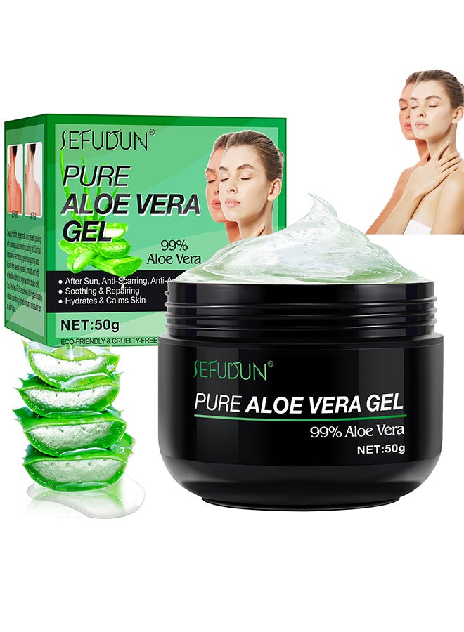 Sefudun 99.9% Organic Aloe Vera Gel For Face, Hair, Sunburn Relief, Pure Aloe Vera Soothing Gel For Skin Care, Acne, After Sun Repair, After Shave, No Sticky Residue, Moisturizing Quick Absorbing - Image 1