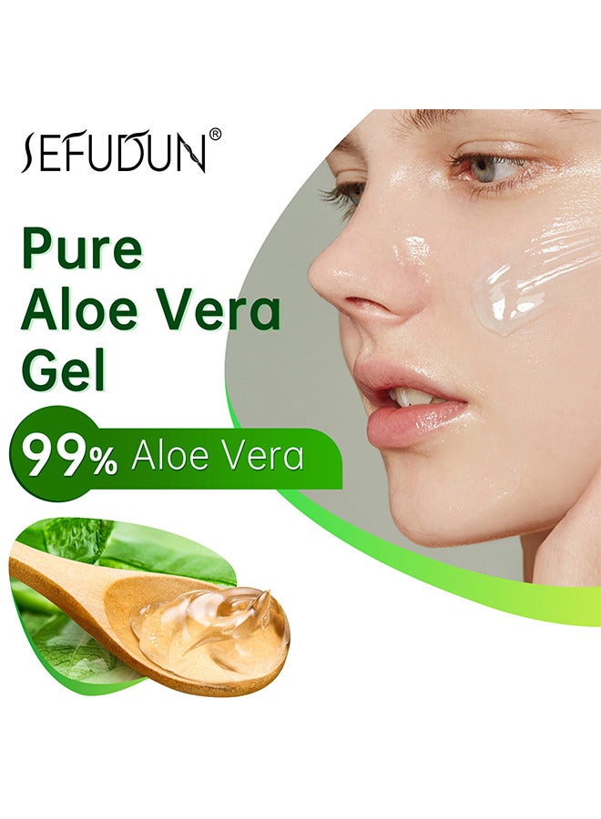 Sefudun 99.9% Organic Aloe Vera Gel For Face, Hair, Sunburn Relief, Pure Aloe Vera Soothing Gel For Skin Care, Acne, After Sun Repair, After Shave, No Sticky Residue, Moisturizing Quick Absorbing - Image 3