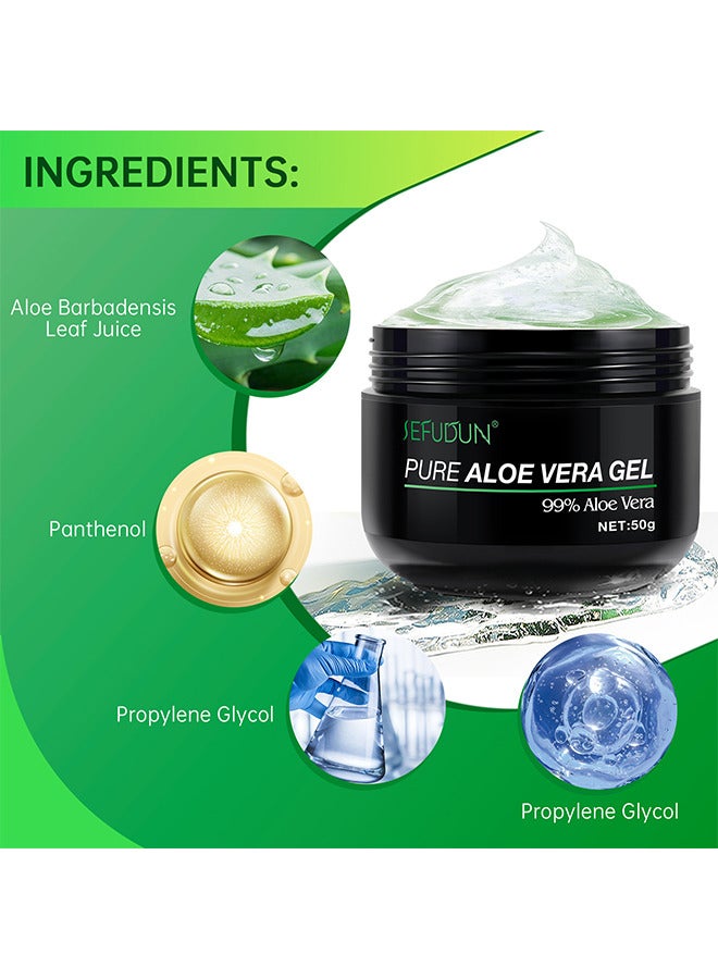 Sefudun 99.9% Organic Aloe Vera Gel For Face, Hair, Sunburn Relief, Pure Aloe Vera Soothing Gel For Skin Care, Acne, After Sun Repair, After Shave, No Sticky Residue, Moisturizing Quick Absorbing - Image 2