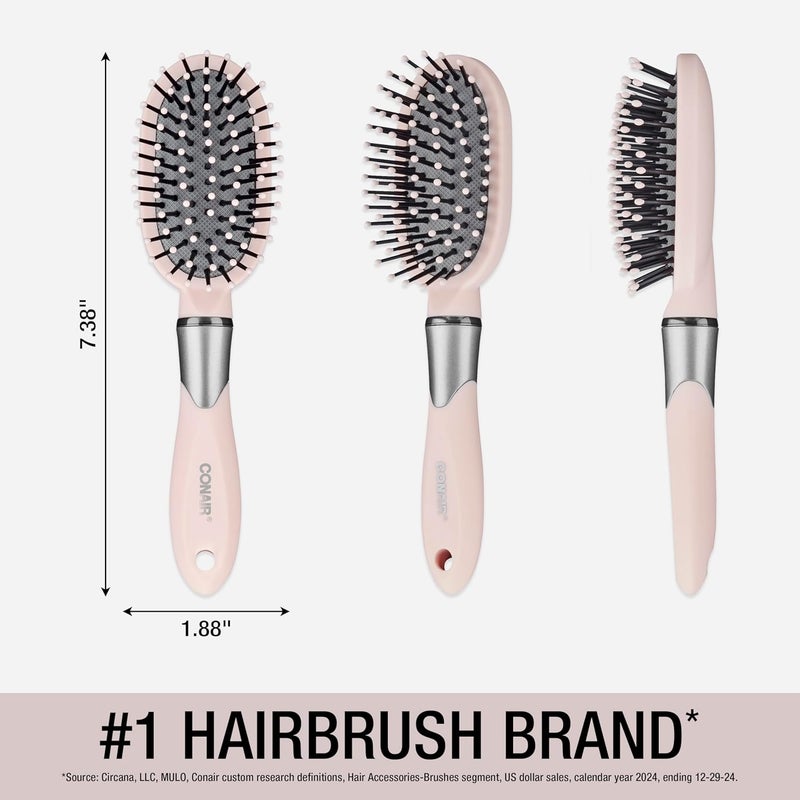 Conair Velvet Touch oval cushion hair brush  Travel Hairbrush Detangling  curly or straight styles  detangler brushes  women or men  Colors at Random - Image 4