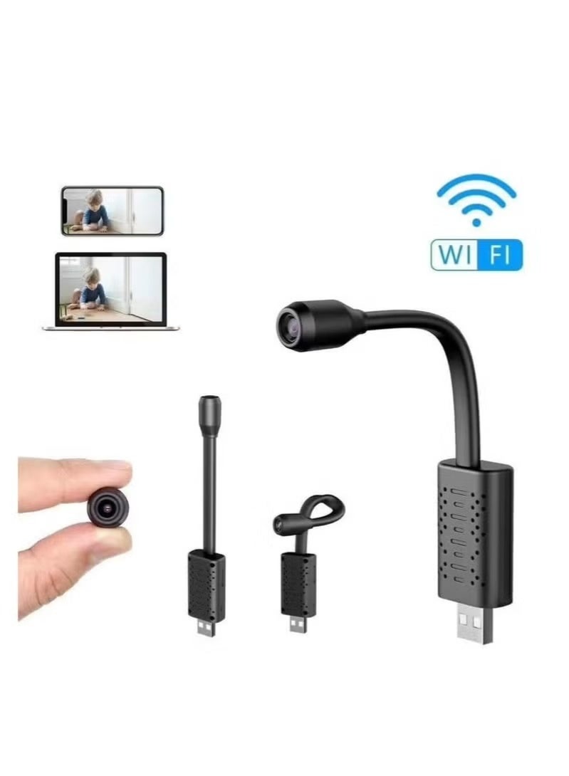 كاميرا مراقبة USB صغيرة لاسلكية واي فاي - كاميرا IP محمولة ذكية بعدسة مرنة 360 درجة، مستشعر حركة وبث مباشر عن بعد، كاميرا خفية لمراقبة المنزل والأطفال - Image 1
