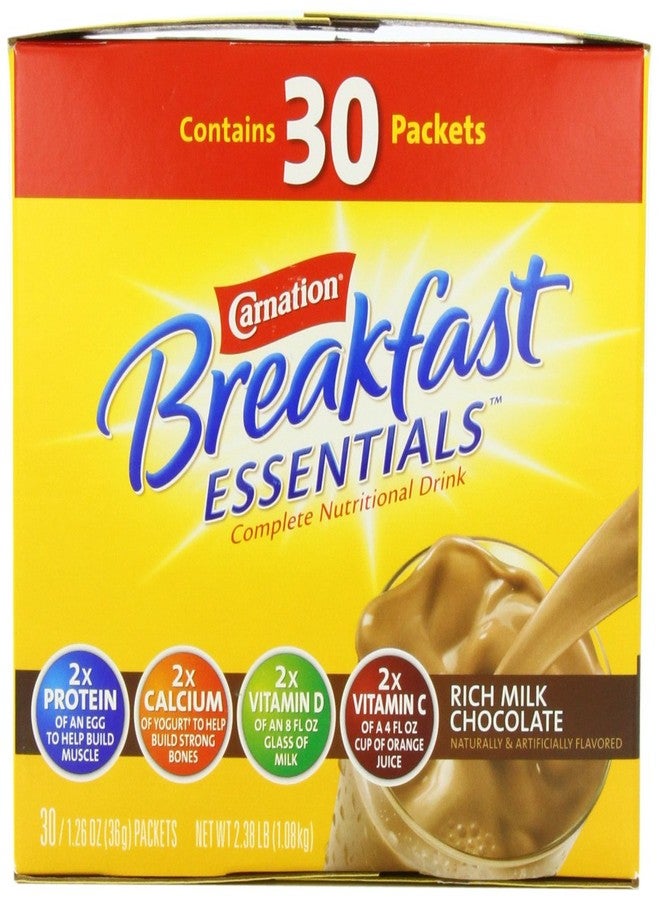 Nestle Carnation Breakfast Essentials Complete Nutritional Drink, Rich Milk Chocolate, 1.26 oz, (Pack of 30) - Image 5