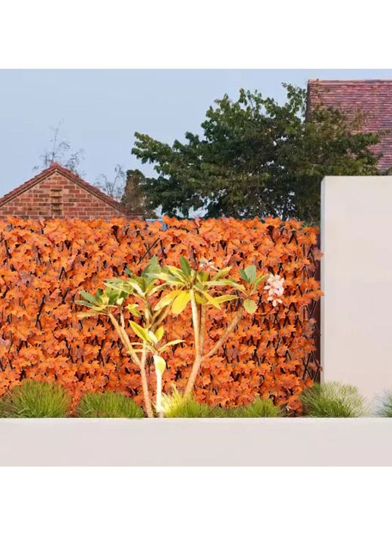FFD Garden Decoration Fence Privacy Screen Wooden Hedge Retractable Trellis with Artificial Orange Leafs Privacy Fence Screen Balcony Decor Privacy Screen Outdoor 6pcs - Image 4