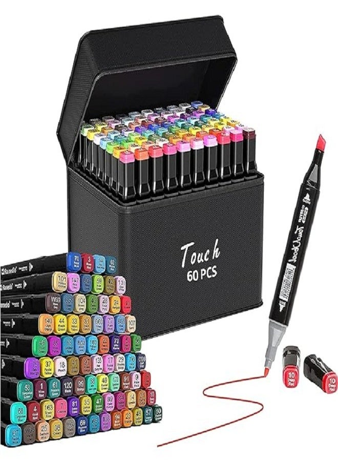 Generic Color touch bag 60pcs felt-tip pen has two sides, thin side and thick side  - Image 1