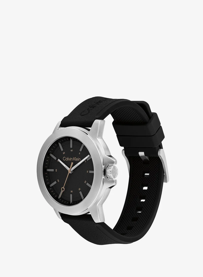 Calvin Klein 3-Hand CK Reset Collection Quartz Movement Watch For Men With BlaCK Silicone Bracelet - 25200471