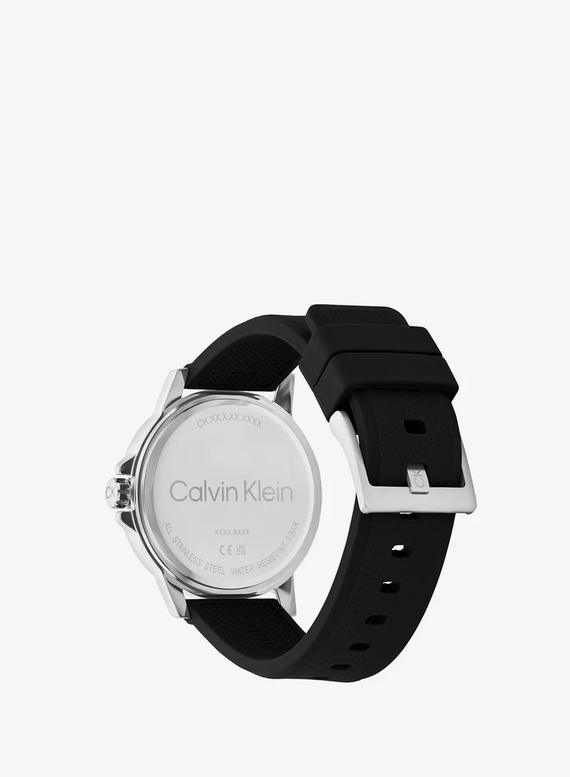 Calvin Klein 3-Hand CK Reset Collection Quartz Movement Watch For Men With BlaCK Silicone Bracelet - 25200471