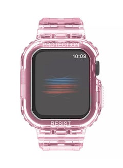 CATANES Apple Watch Ultra Band 49mm Crystal Clear Band with Bumper Case Soft Transparent TPU Strap for iWatch Ultra Pink  - Image 5