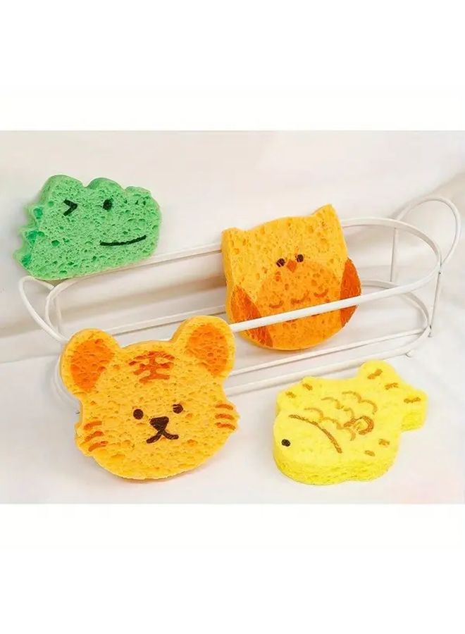 6Pcs Animal Cartoon Bath Sponges Cute Shapes Bear Rabbit Cat Dog Penguin Owl Soft Non Scratch Exfoliating Shower Sponges Gentle Body Scrub Bath Time Fun Durable Bathroom Cleaning Body Exfoliator Sponge All Light Beige Types Family Bathing Essentials - Image 3
