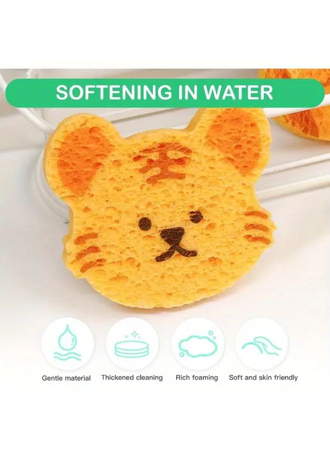 6Pcs Animal Cartoon Bath Sponges Cute Shapes Bear Rabbit Cat Dog Penguin Owl Soft Non Scratch Exfoliating Shower Sponges Gentle Body Scrub Bath Time Fun Durable Bathroom Cleaning Body Exfoliator Sponge All Light Beige Types Family Bathing Essentials - Image 4
