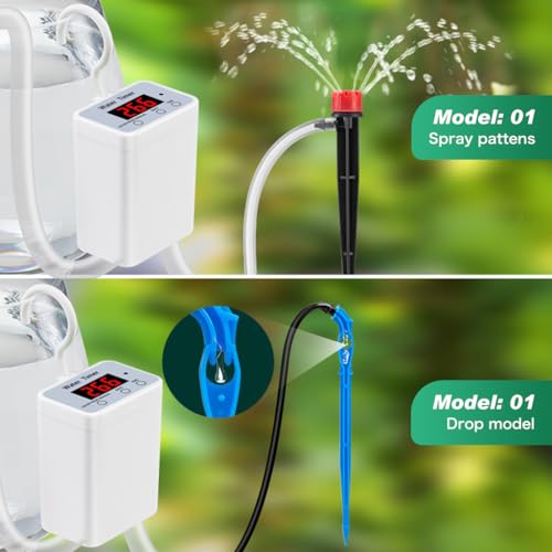 HASTHIP® Automatic Slow Drip Irrigation Timer Programmable Auto Watering Device with LCD Display, 10m PVC Tubing, Tee Connectors, Drippers, USB Cordless Rechargeable Self Watering Timer Machine - Image 4