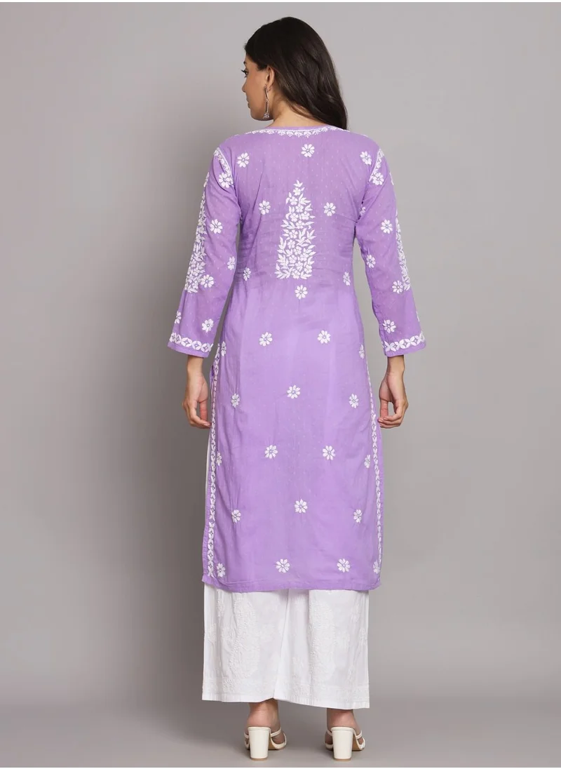 Alaya Women  Floral Embroidered Chikankari Cotton kurta -AL3679