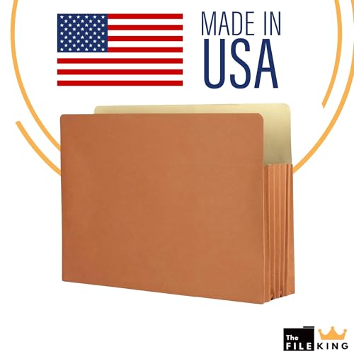 The File King Expanding Accordion File Folder – Letter Size | 5.25” Expansion, 10 Pack | Red Rope Expanding Pocket | Straight Cut Tab | Law, Accounting & Business Filing Organizer | Made in USA - Image 5