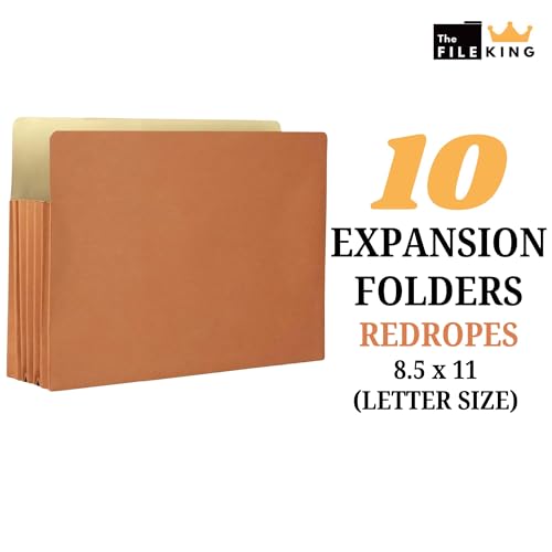 The File King Expanding Accordion File Folder – Letter Size | 5.25” Expansion, 10 Pack | Red Rope Expanding Pocket | Straight Cut Tab | Law, Accounting & Business Filing Organizer | Made in USA - Image 2