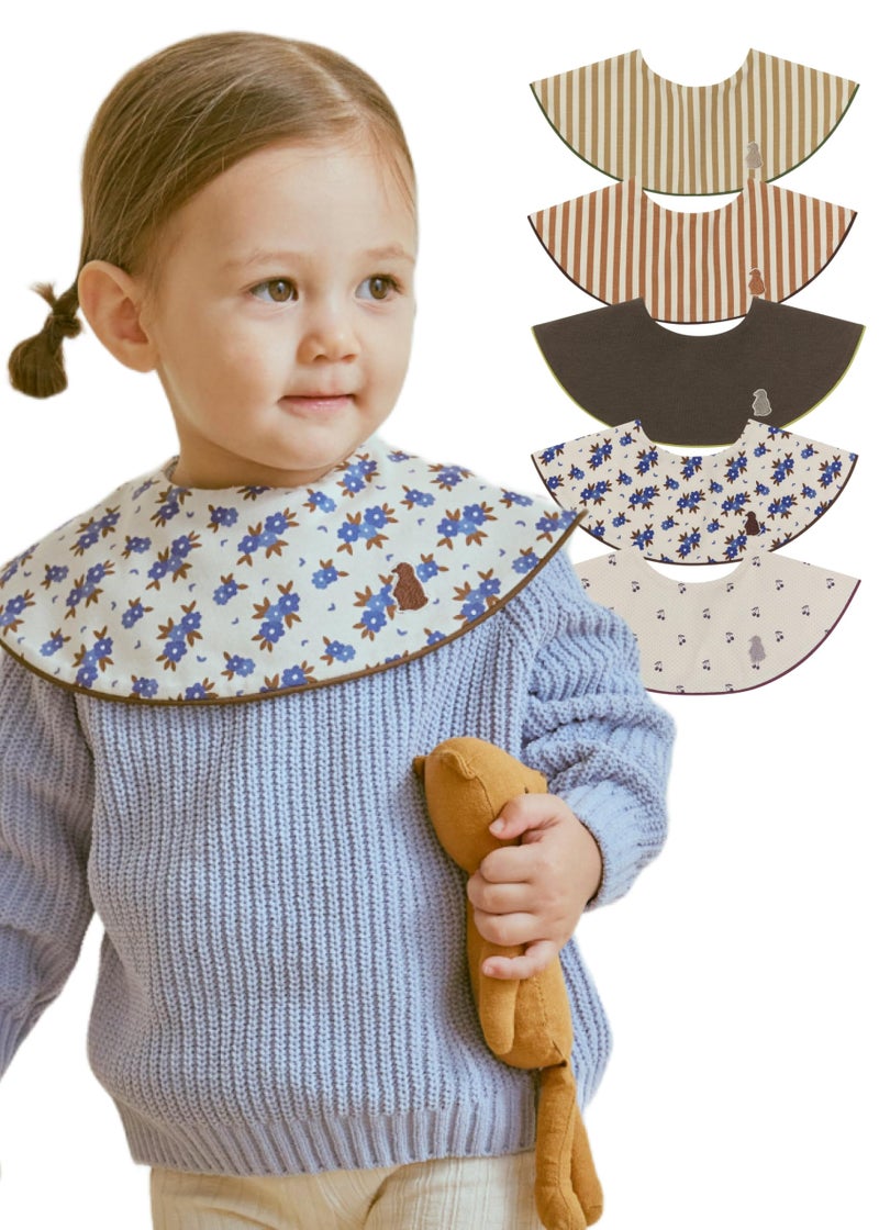 Konny Piped Edge Bib 5Pack for Infants (0-36M) Moisture-Wicking Fabric Essential Hygiene and Fashion for Girls and Boys - Setâ… - Image 1