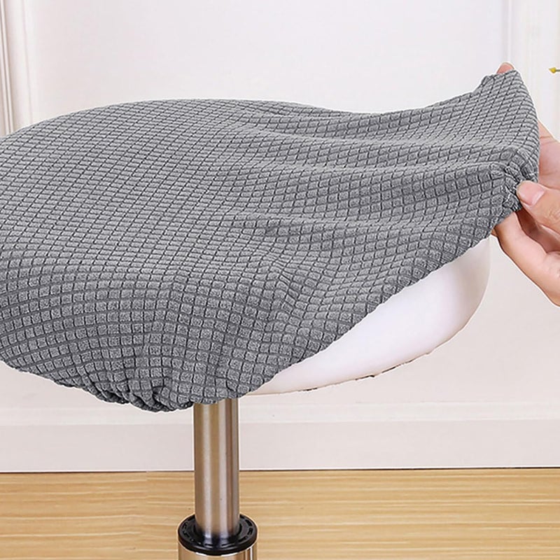 Elastic Round Stool Covers 2PCS Plush Fleece Fabric Stretchable Seat Protectors For Dining Bar - Image 5