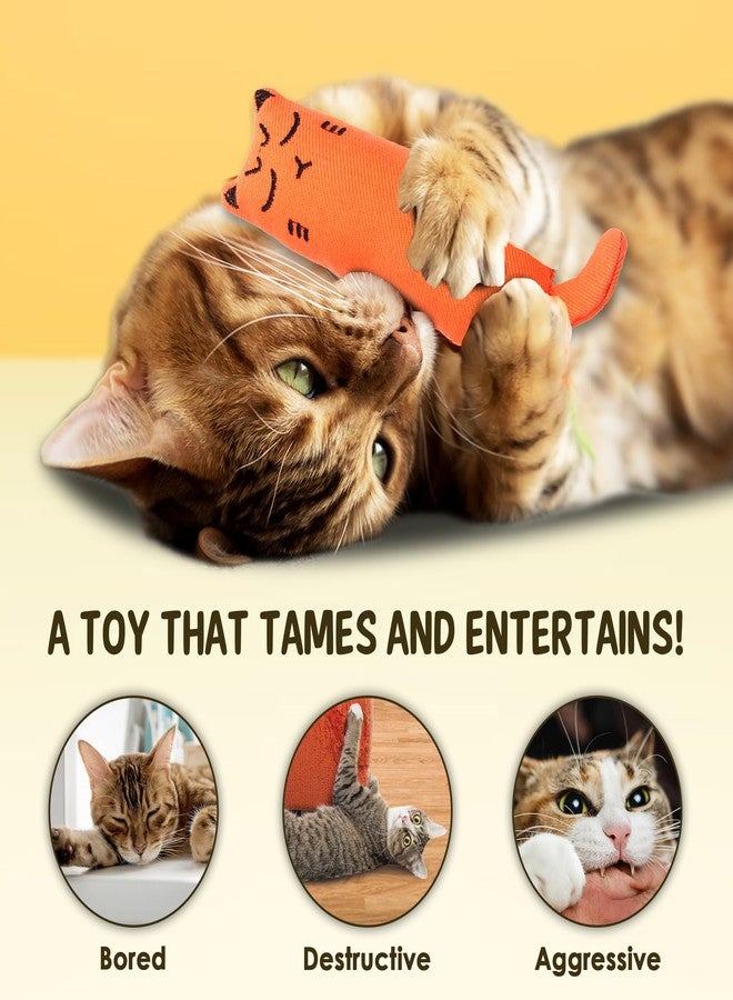 Vila Plush Cat Chews with Catnip, Feline Mood Enhancer, Oral Care Assistant, Gum Massager, Exercise and Entertainment Treat, Cotton Fabric, Orange, Red, Gray, Pink, Black, 5 Pcs per Pack - Image 4