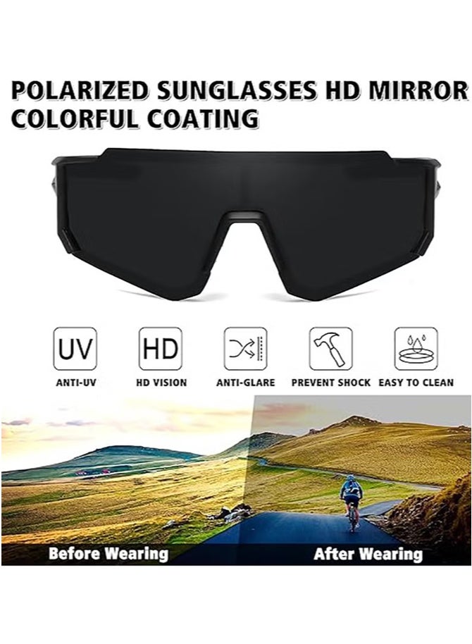 nookly Outdoor Sports UV Protection Half Frame Sunglasses, UV400 Polarized Cycling Fishing Windproof Safety Sports Sunglasses for Baseball Golf (Black) - Image 5
