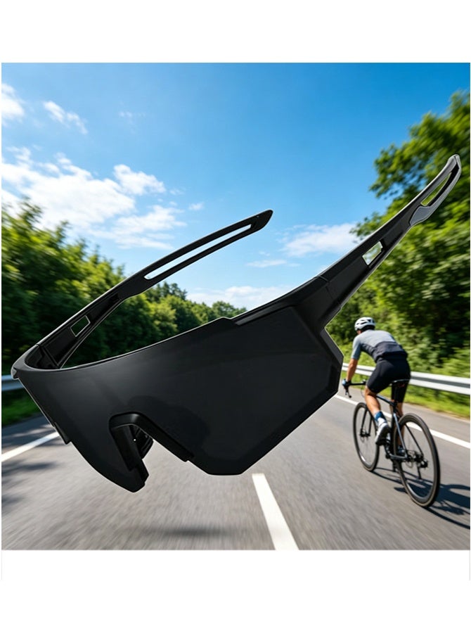 nookly Outdoor Sports UV Protection Half Frame Sunglasses, UV400 Polarized Cycling Fishing Windproof Safety Sports Sunglasses for Baseball Golf (Black) - Image 4