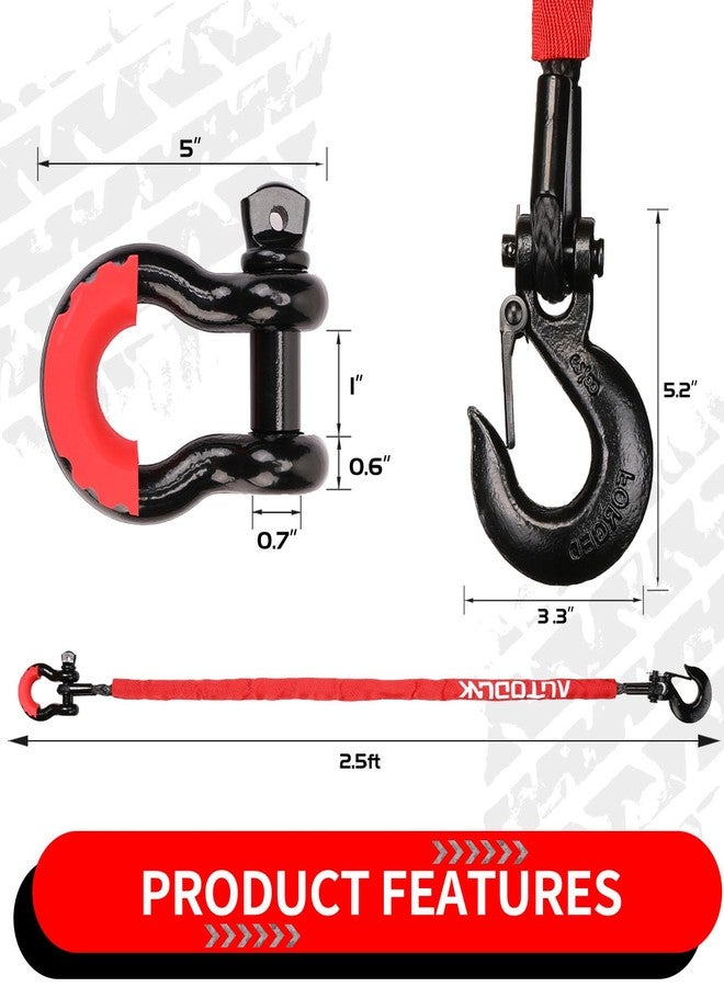 AUTODUNK 2.5FT UTV ATV Recovery Strap 19400LBS with Winch Hook and D-Ring Shackle, Synthetic Tow Rope Premium Mudding Accessories - Image 4