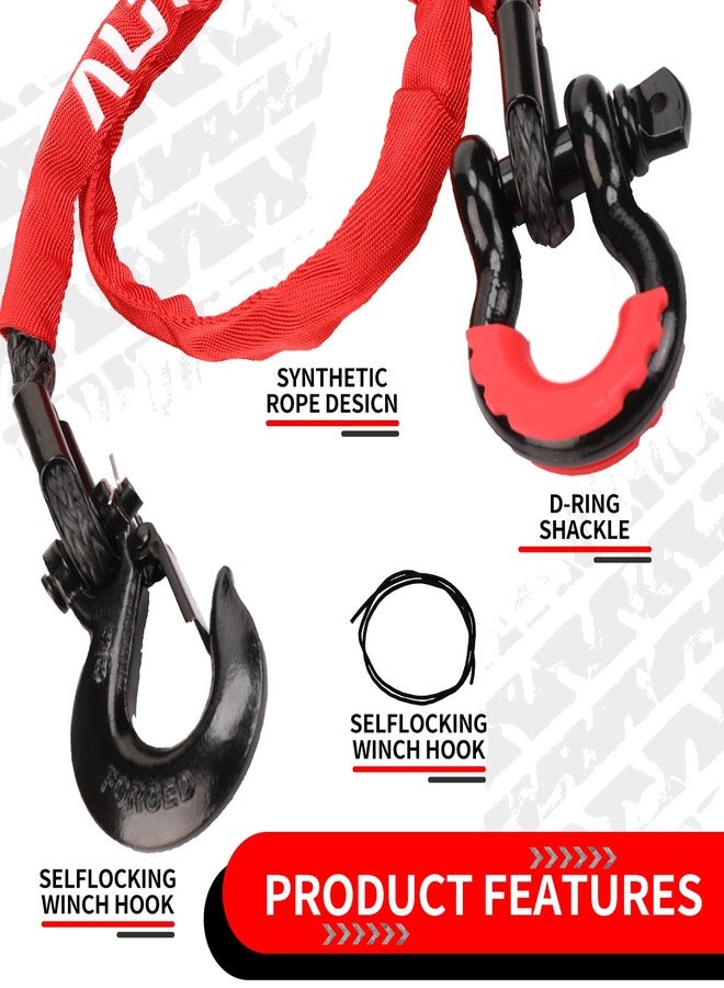 AUTODUNK 2.5FT UTV ATV Recovery Strap 19400LBS with Winch Hook and D-Ring Shackle, Synthetic Tow Rope Premium Mudding Accessories - Image 2