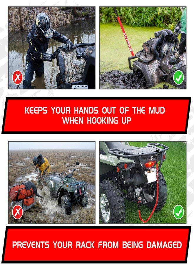AUTODUNK 2.5FT UTV ATV Recovery Strap 19400LBS with Winch Hook and D-Ring Shackle, Synthetic Tow Rope Premium Mudding Accessories - Image 5