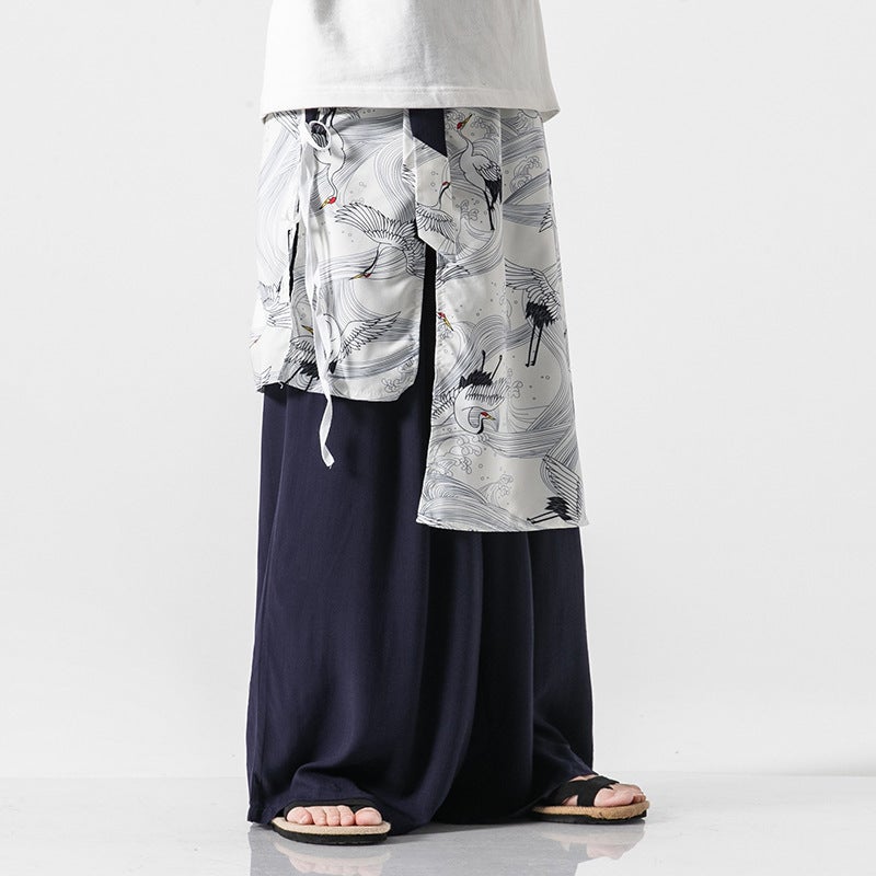 2021 Spring Plus Size Hanfu Wide-Leg Pants Chinese Style Retro Fairy Loose Crane Straight Trousers - Image 5