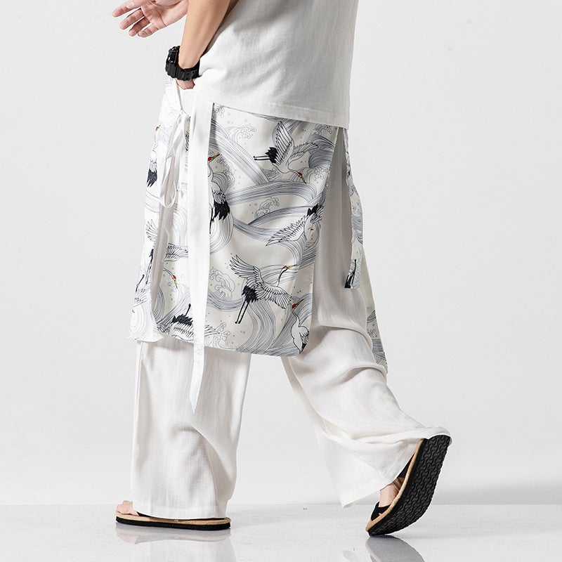 2021 Spring Plus Size Hanfu Wide-Leg Pants Chinese Style Retro Fairy Loose Crane Straight Trousers - Image 4