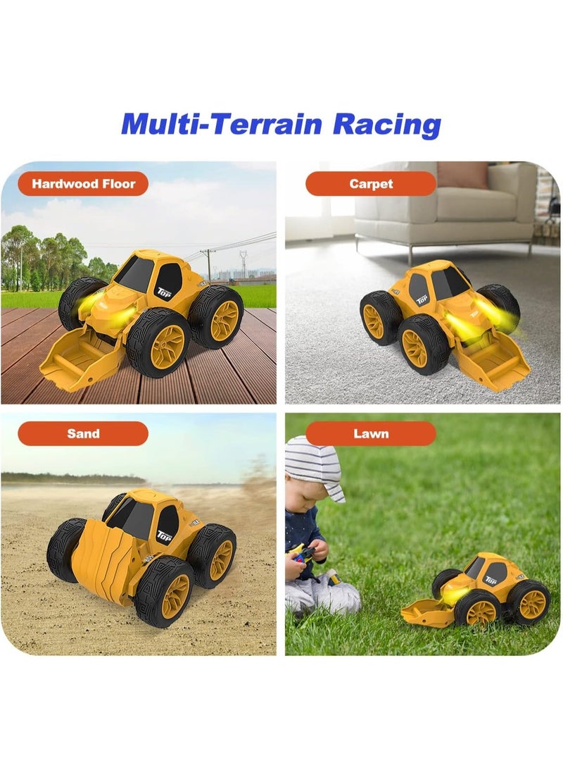Construction Vehicles Toy, 360° Flip and Rotation Remote Control Bulldozer, 2.4Ghz RC Toy Truck with Headlights, 2 Rechargeable Batteries - Image 5